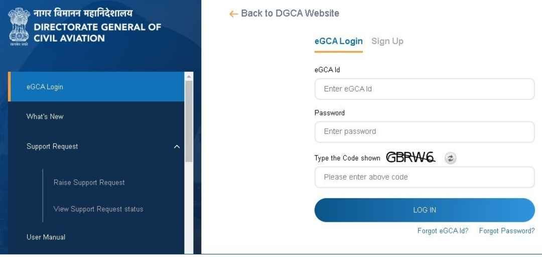 eGCA Login Portal